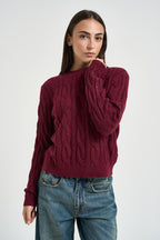 Maglia donna girocollo con paillettes bordeaux DGF7040 BORDEAUX INCLOTH 