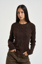 Maglia donna girocollo con paillettes moro DGF7040 MORO INCLOTH 