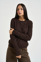 Maglia donna girocollo con paillettes moro DGF7040 MORO INCLOTH 