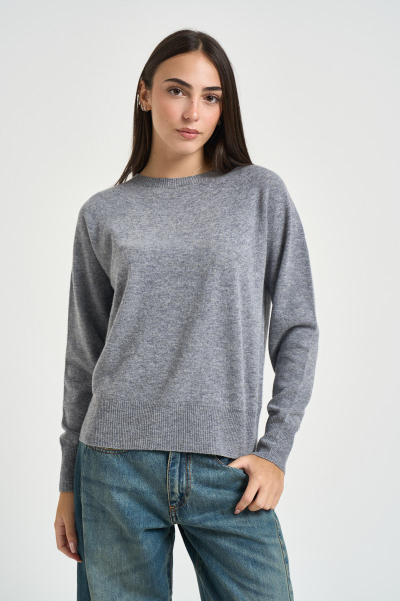 Maglia donna in lana grigia DGF7090 PERLA INCLOTH 