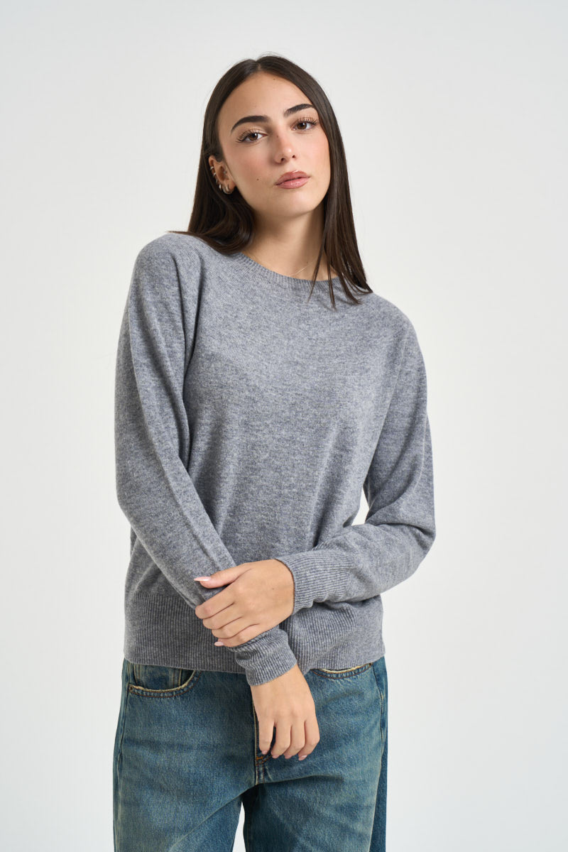 Maglia donna in lana grigia DGF7090 PERLA INCLOTH 