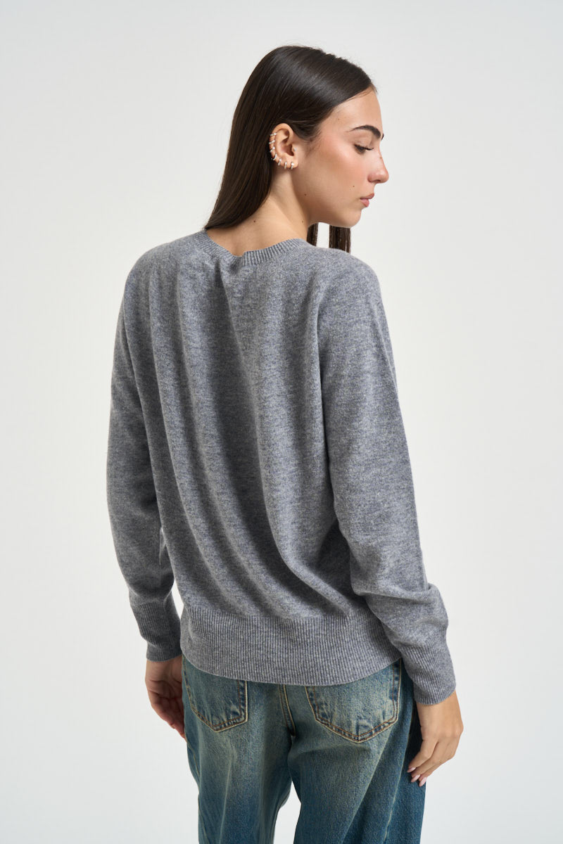 Maglia donna in lana grigia DGF7090 PERLA INCLOTH 