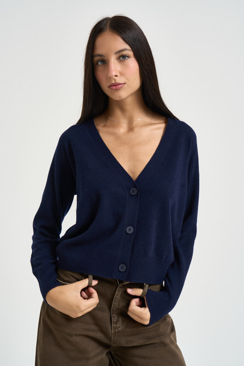 Cardigan donna cropped blu navy DGF7093 BLU INCLOTH 
