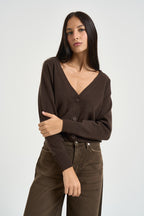 Cardigan donna cropped marrone DGF7093 MORO INCLOTH 