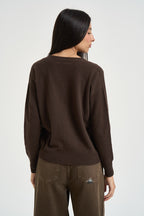 Cardigan donna cropped marrone DGF7093 MORO INCLOTH 