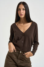 Cardigan donna cropped marrone DGF7093 MORO INCLOTH 