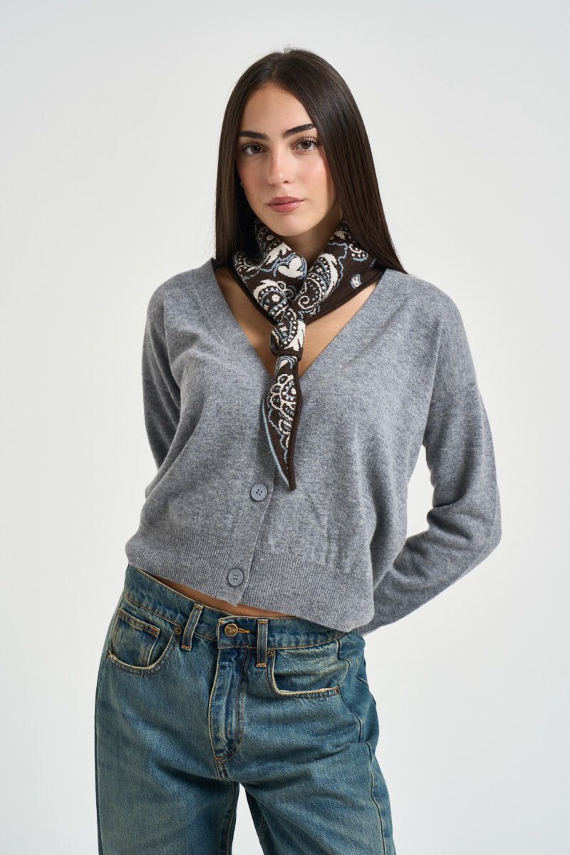 Cardigan donna cropped grigio perla DGF7093 PERLA INCLOTH 