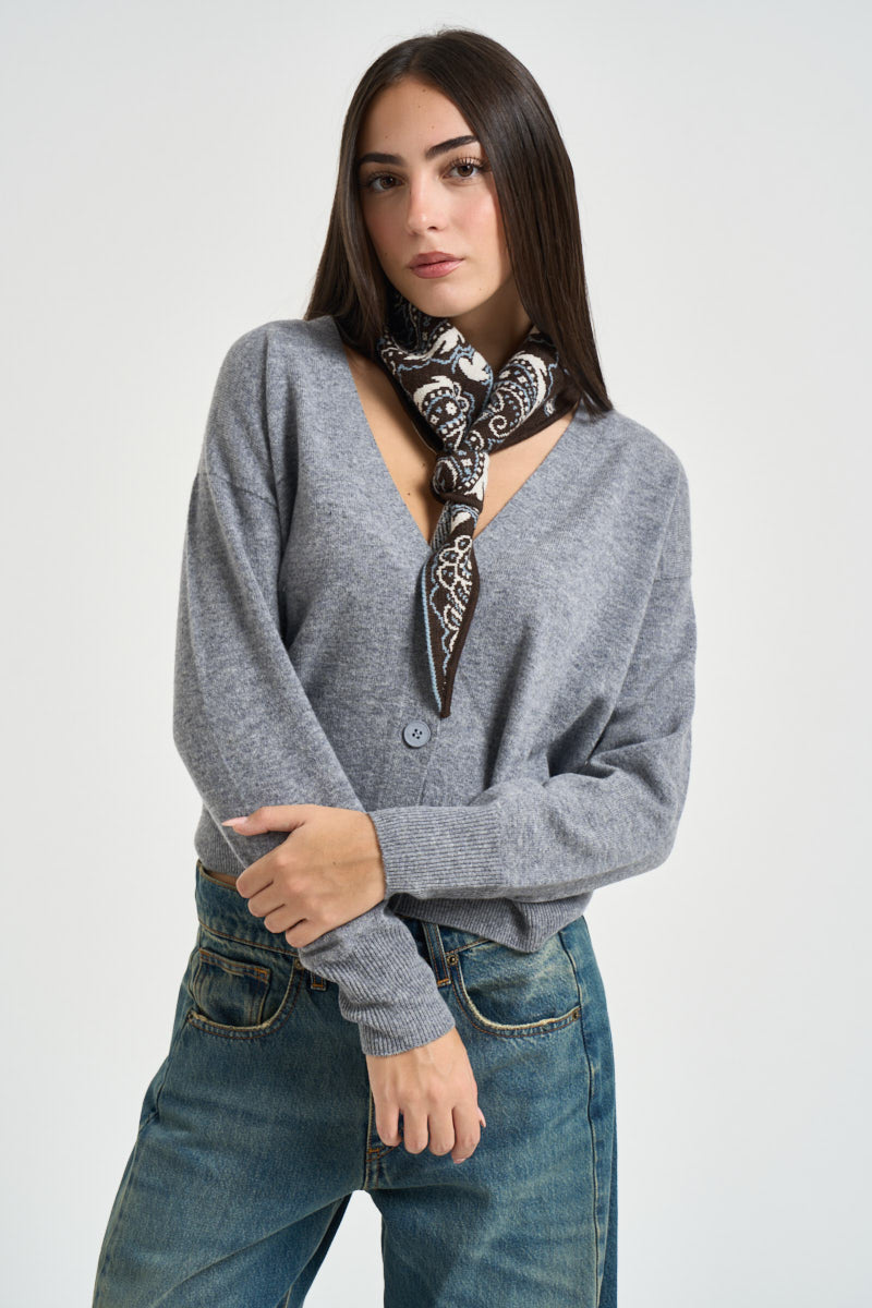 Cardigan donna cropped grigio perla DGF7093 PERLA INCLOTH 