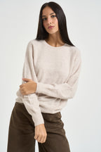 Maglia donna girocollo beige chiaro DGF7101 BEIGE INCLOTH 