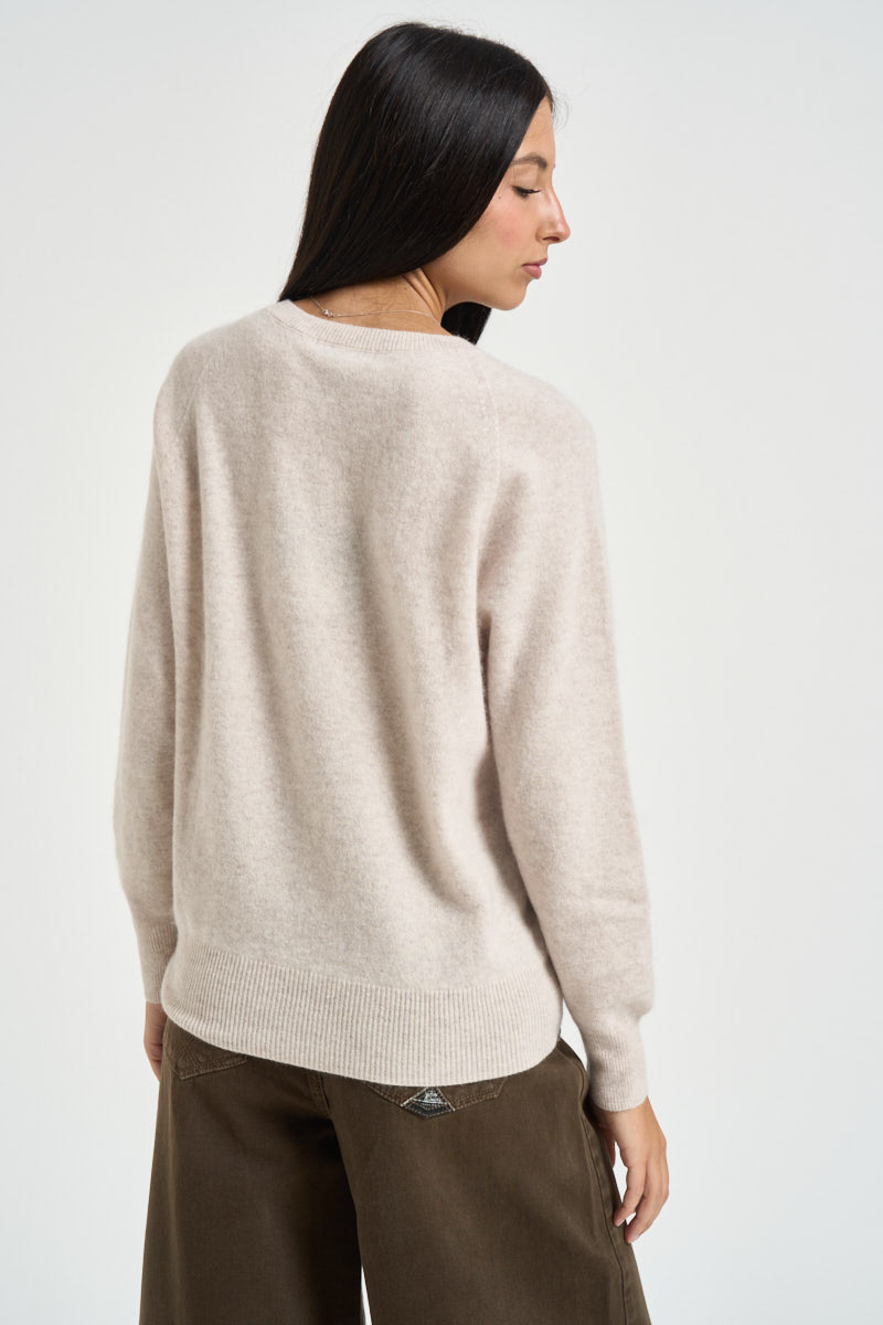 Maglia donna girocollo beige chiaro DGF7101 BEIGE INCLOTH 