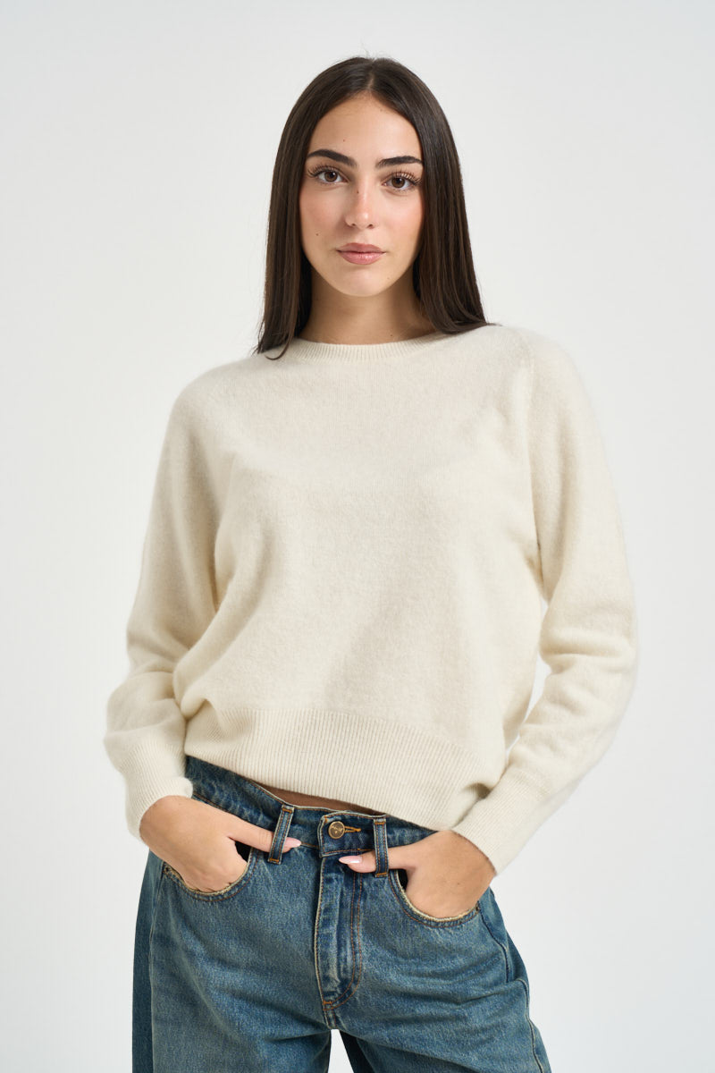 Maglia donna girocollo panna DGF7101 PANNA INCLOTH 