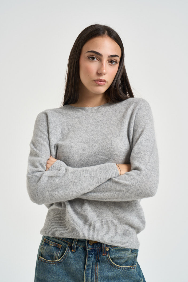 Maglia donna girocollo grigio perla DGF7101 PERLA INCLOTH 