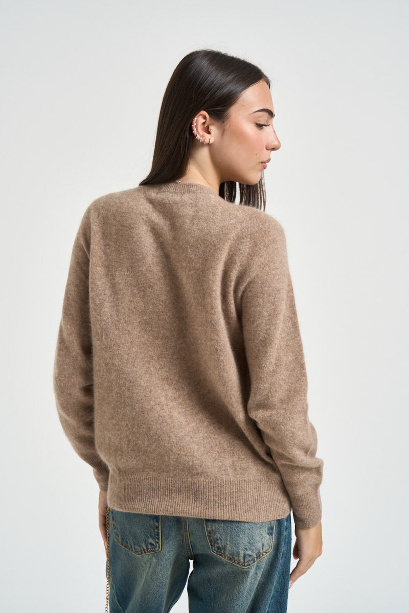 Maglia donna girocollo nocciola DGF7101 TORTORA INCLOTH 