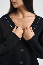 Cardigan donna con strass nero 06J7988 BLACK INFLUENCER 