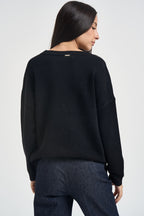 Cardigan donna con strass nero 06J7988 BLACK INFLUENCER 