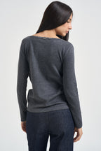 Maglia donna girocollo con strass grigia 06J8011 SMOKE INFLUENCER 