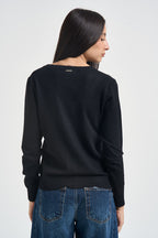 Cardigan donna scollo a V nero 06J8040 BLACK INFLUENCER 