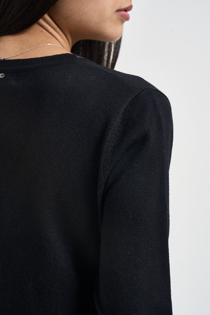 Cardigan donna scollo a V nero 06J8040 BLACK INFLUENCER 