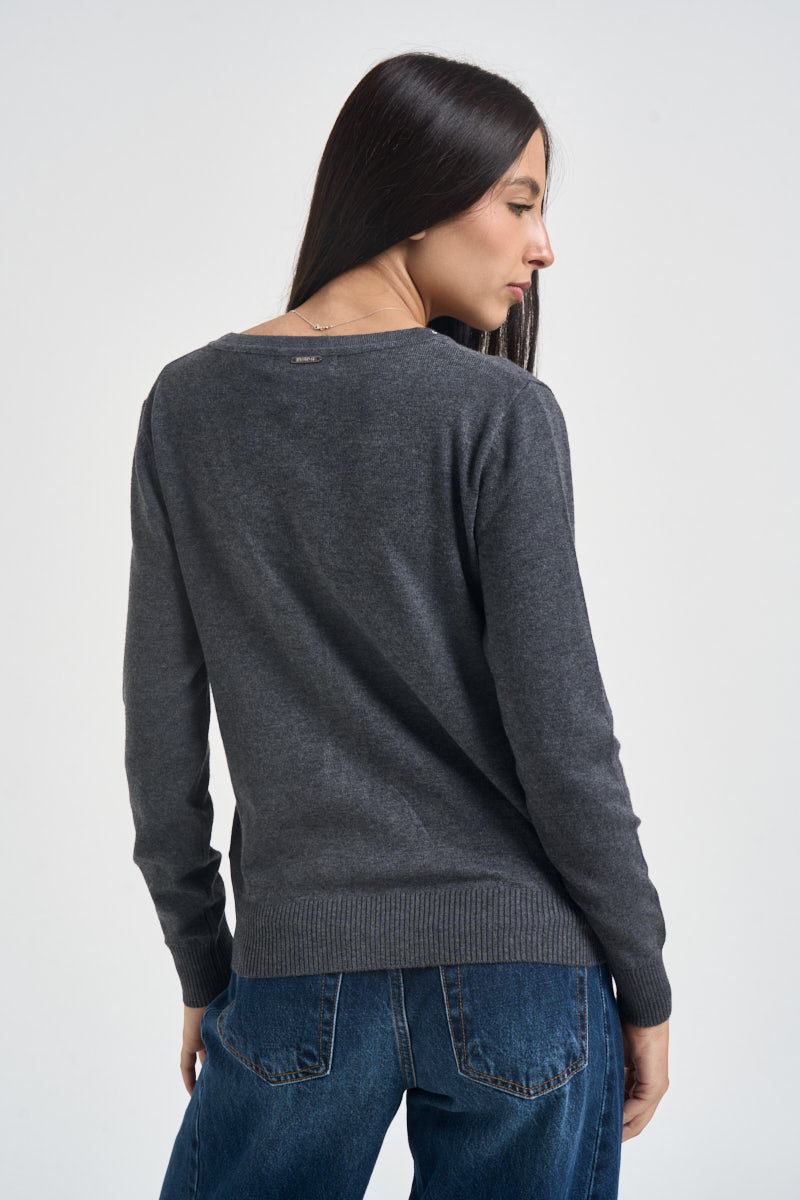Cardigan donna scollo a V antracite 06J8040 SMOKE INFLUENCER 