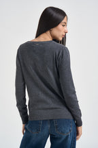 Cardigan donna scollo a V antracite 06J8040 SMOKE INFLUENCER 