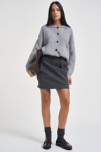 Cardigan donna a coste con bottoni grigio 06Q10516 GREY INFLUENCER 
