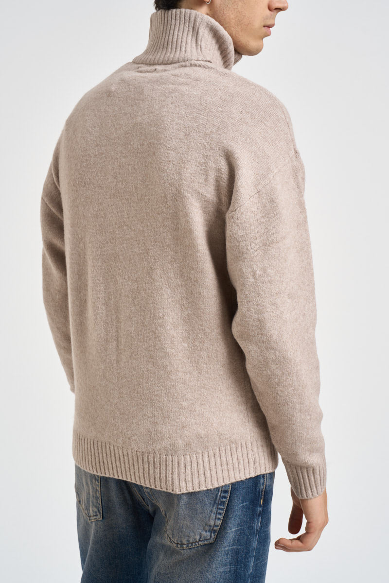 Maglia uomo collo alto beige mèlange 12278937 ATMOSPHERE JACK & JONES 