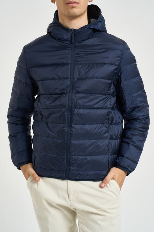 Piumino uomo con cappuccio blu navy - 1