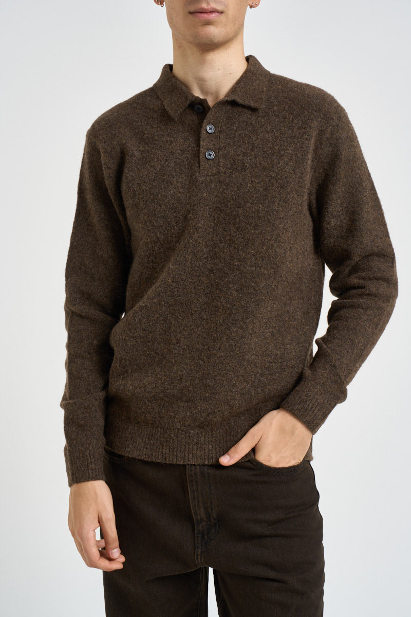 Maglia uomo a polo marrone mèlange 12299958 CHOCOLATE TORTE JACK & JONES 