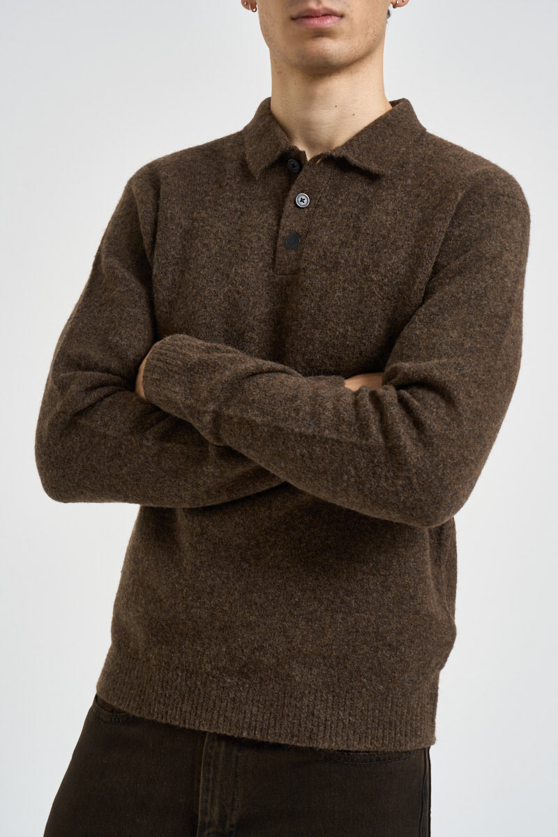 Maglia uomo a polo marrone mèlange 12299958 CHOCOLATE TORTE JACK & JONES 