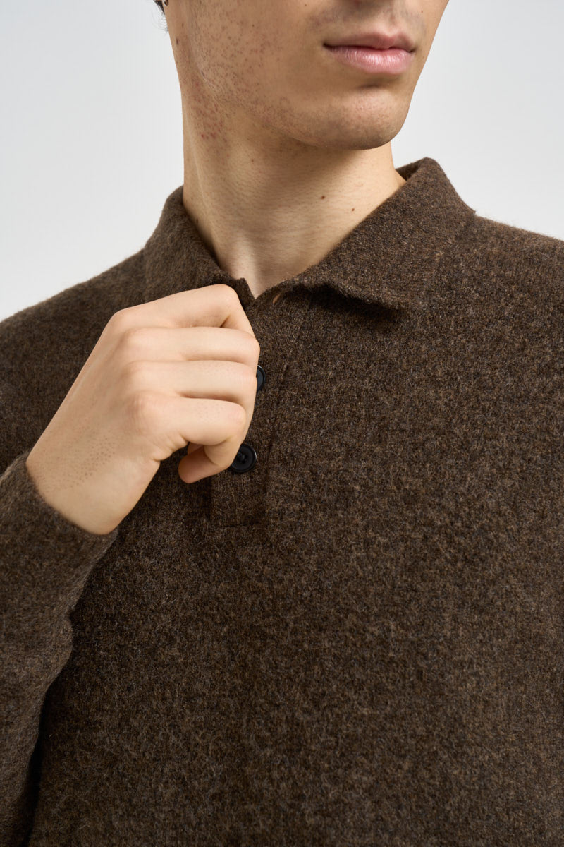 Maglia uomo a polo marrone mèlange 12299958 CHOCOLATE TORTE JACK & JONES 