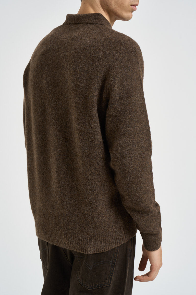 Maglia uomo a polo marrone mèlange 12299958 CHOCOLATE TORTE JACK & JONES 