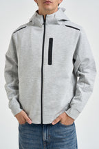 Felpa uomo con cappuccio grigio chiaro mélange 12301089 LIGHT GREY MELANGE JACK & JONES 