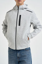 Felpa uomo con cappuccio grigio chiaro mélange 12301089 LIGHT GREY MELANGE JACK & JONES 