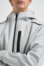 Felpa uomo con cappuccio grigio chiaro mélange 12301089 LIGHT GREY MELANGE JACK & JONES 