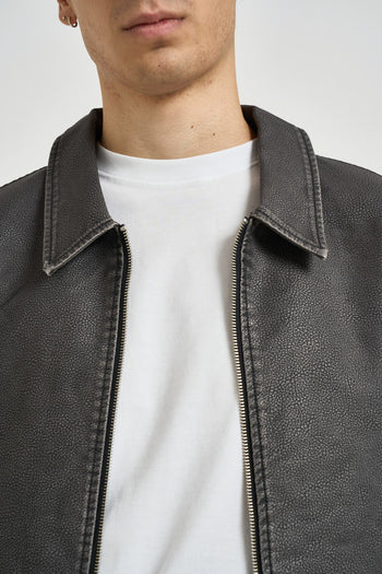 Giubbotto uomo in pelle grigio antracite - 4