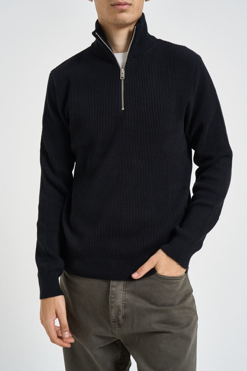 Maglia uomo collo alto e mezza zip nera 12298379 BLACK JACK & JONES NOOS 