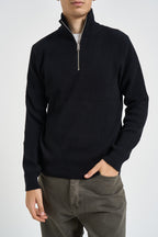 Maglia uomo collo alto e mezza zip nera 12298379 BLACK JACK & JONES NOOS 