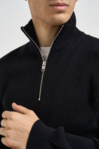 Maglia uomo collo alto e mezza zip nera 12298379 BLACK JACK & JONES NOOS 
