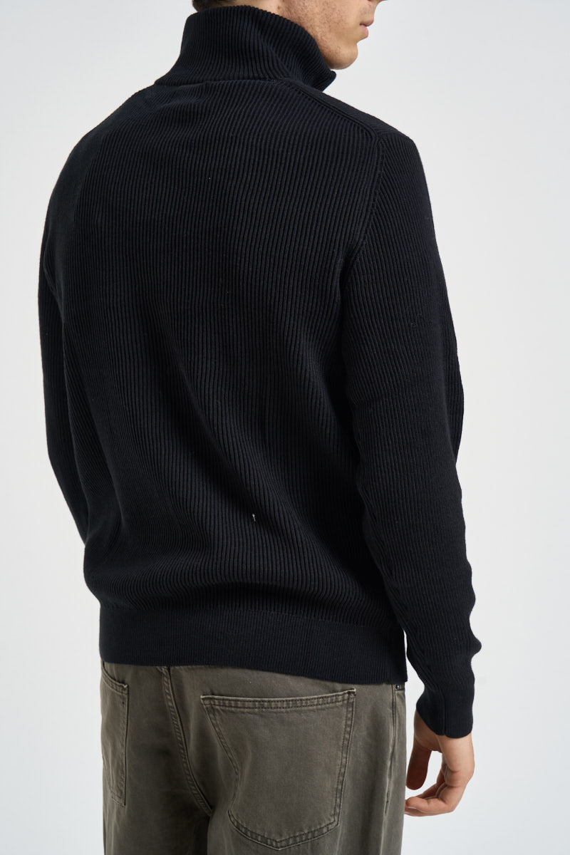 Maglia uomo collo alto e mezza zip nera 12298379 BLACK JACK & JONES NOOS 