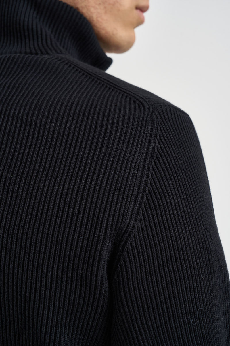 Maglia uomo collo alto e mezza zip nera 12298379 BLACK JACK & JONES NOOS 