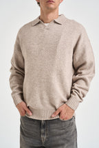 Polo uomo in maglia beige mélange 12298398 ATMOSPHERE JACK & JONES NOOS 