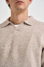 Polo uomo in maglia beige mélange 12298398 ATMOSPHERE JACK & JONES NOOS 