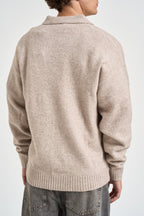 Polo uomo in maglia beige mélange 12298398 ATMOSPHERE JACK & JONES NOOS 