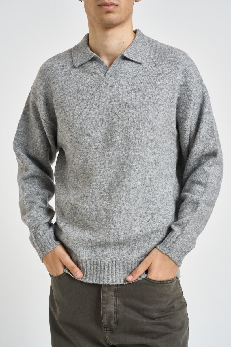 Polo uomo in maglia grigio mélange 12298398 LIGHT GREY JACK & JONES NOOS 