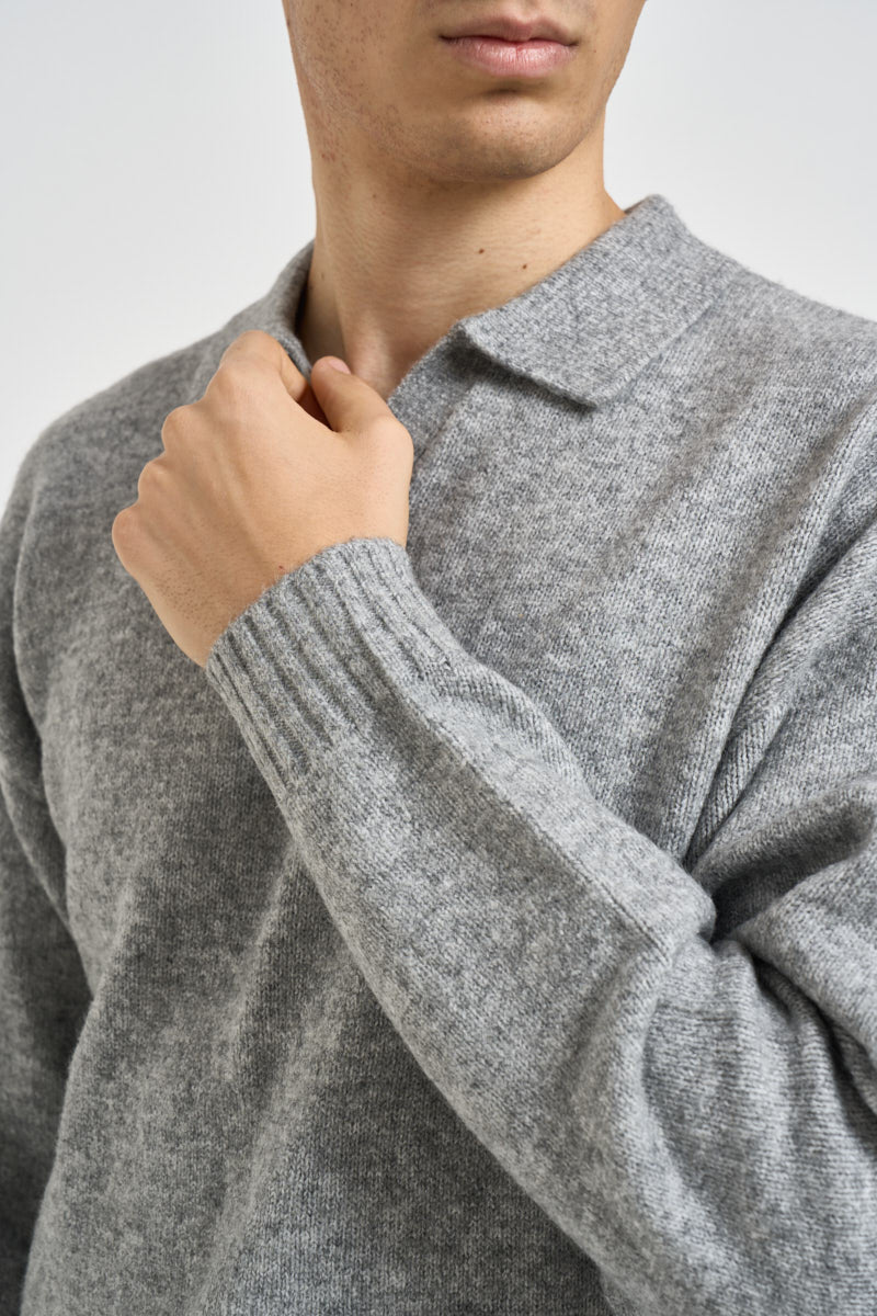 Polo uomo in maglia grigio mélange 12298398 LIGHT GREY JACK & JONES NOOS 