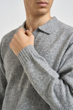 Polo uomo in maglia grigio mélange 12298398 LIGHT GREY JACK & JONES NOOS 