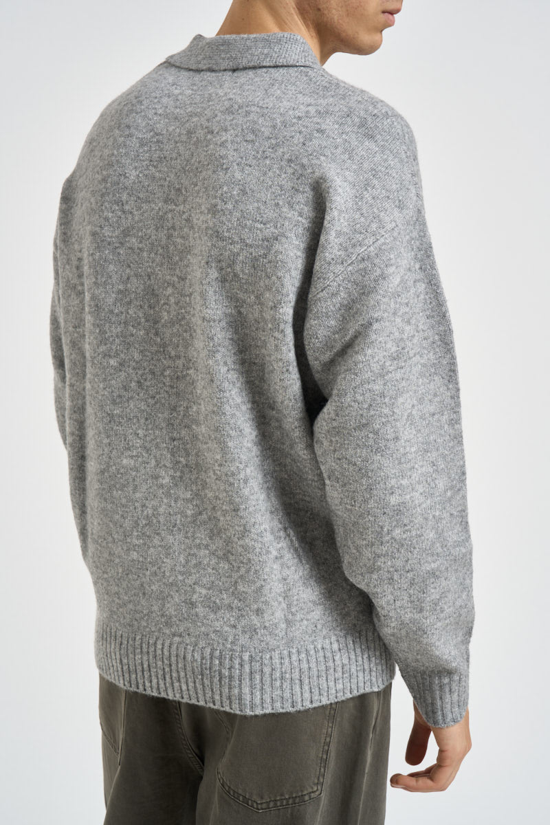 Polo uomo in maglia grigio mélange 12298398 LIGHT GREY JACK & JONES NOOS 