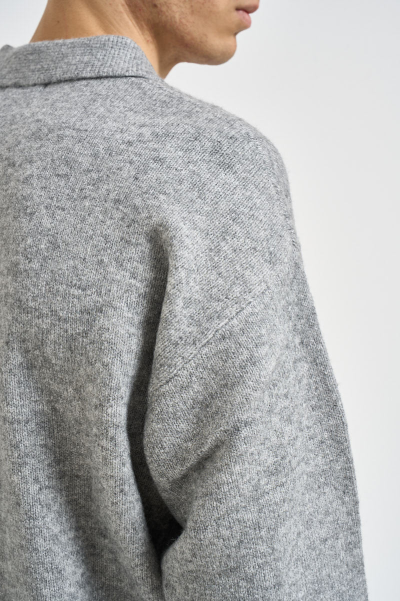 Polo uomo in maglia grigio mélange 12298398 LIGHT GREY JACK & JONES NOOS 