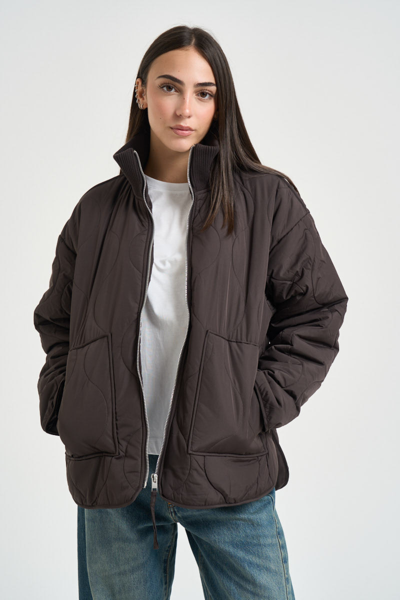 Giacca donna trapuntata marrone scuro 12278851 BRACKEN JJXX 