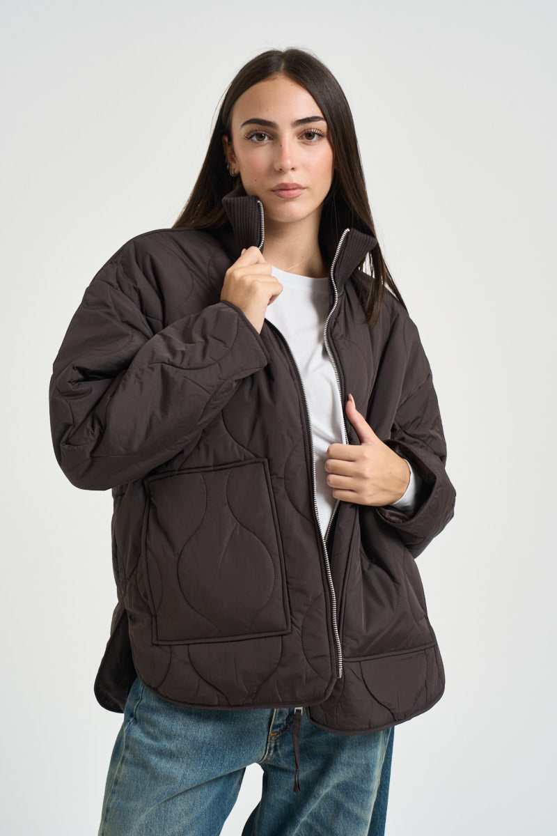 Giacca donna trapuntata marrone scuro 12278851 BRACKEN JJXX 